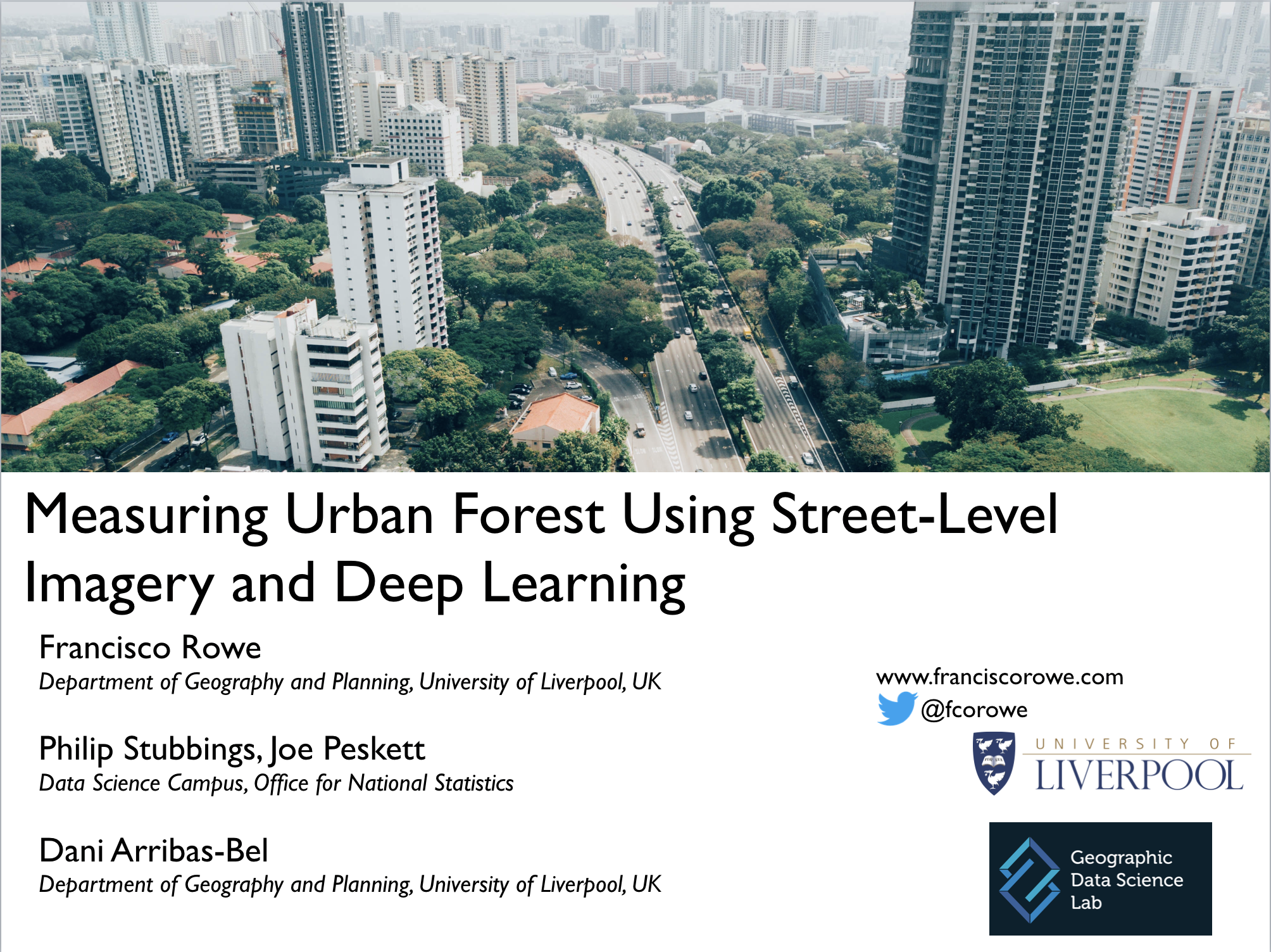 Talk image: Measuring Urban Forest Using Street-Level Imagery and Deep Learning