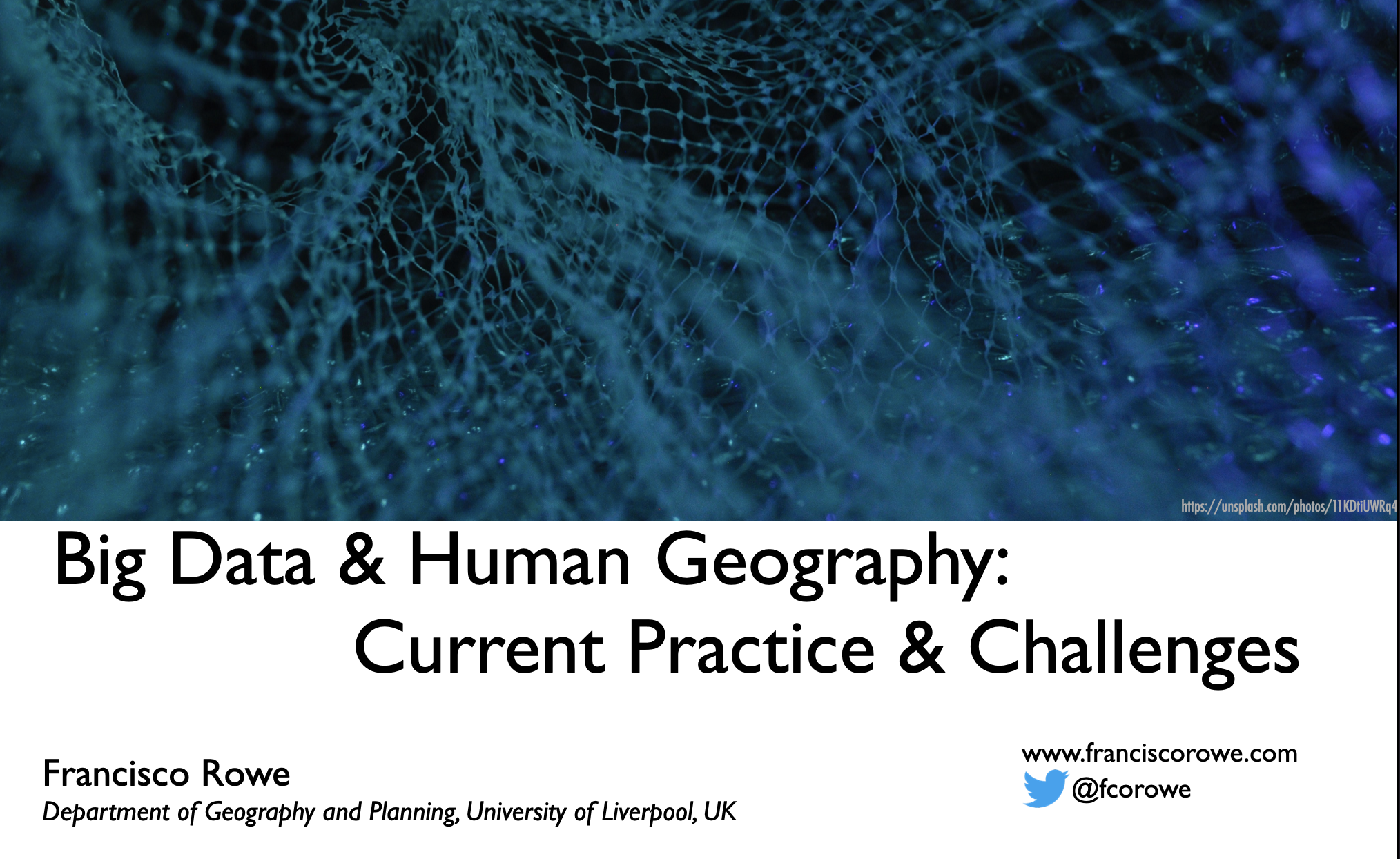 Talk image: Big Data and Human Geography. Current Practice &amp; Challenges