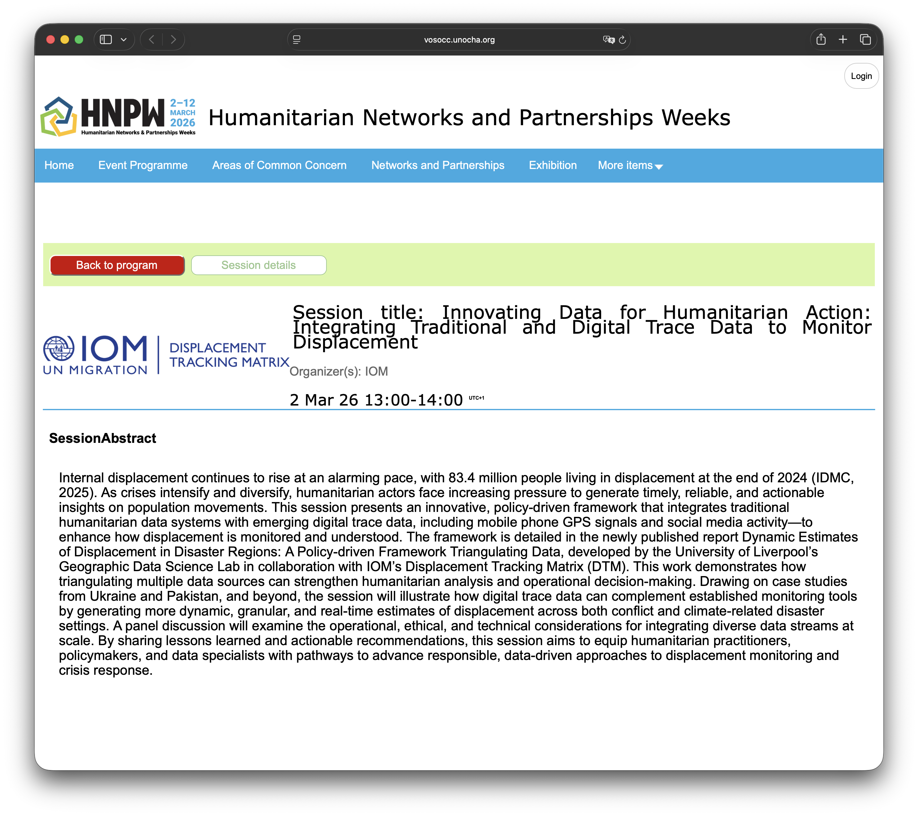 Talk image: Innovating Data for Humanitarian Action: Integrating Traditional and Digital Trace Data to Monitor Displacement